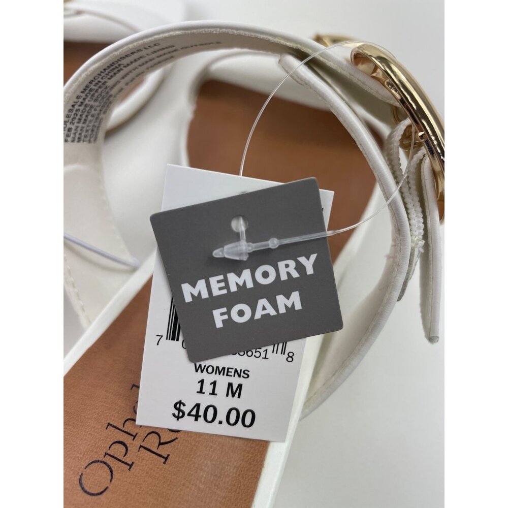 Ophelia Roe Ingrid White Sandal Gold Accents Womens Size 11 Medium - Picture 10 of 12